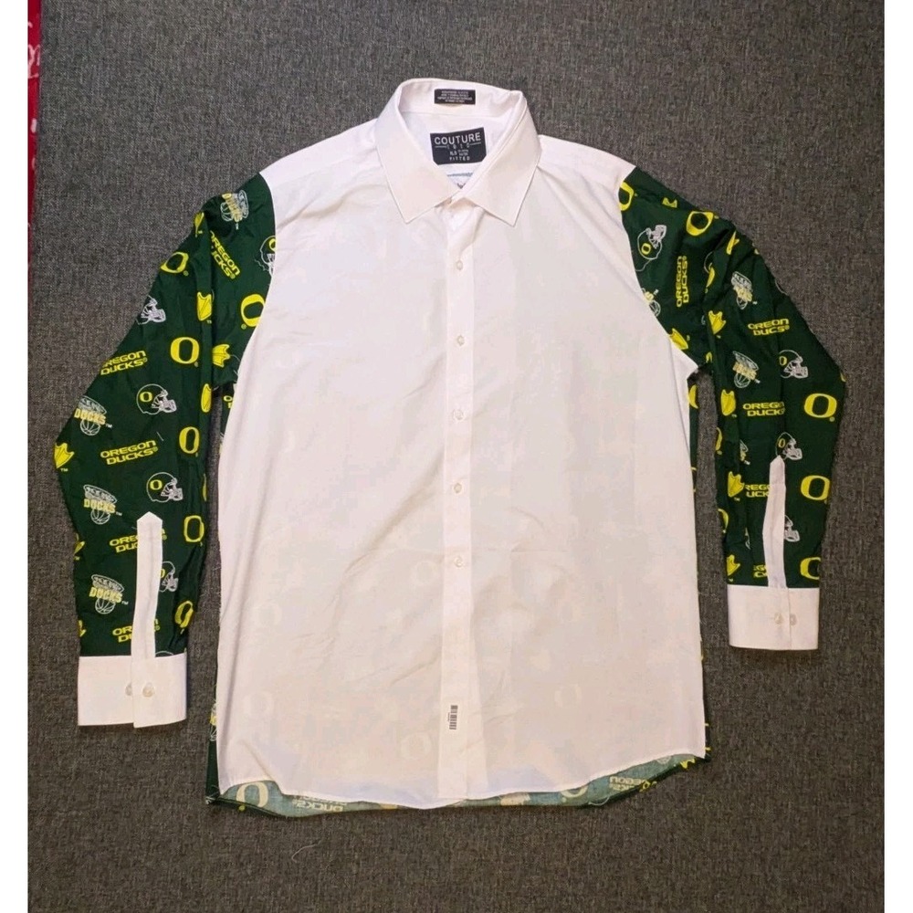 Oregon Ducks University The Tacky Tux Button Up Shirt Green Yellow Print Size XL
